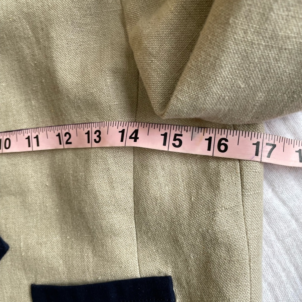 J. Crew Cream and Navy Linen Jacket and Pencil Skirt Suit Set - Picture 12 of 13